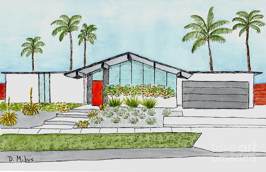 Eichler Home in California Painting by Donna Mibus