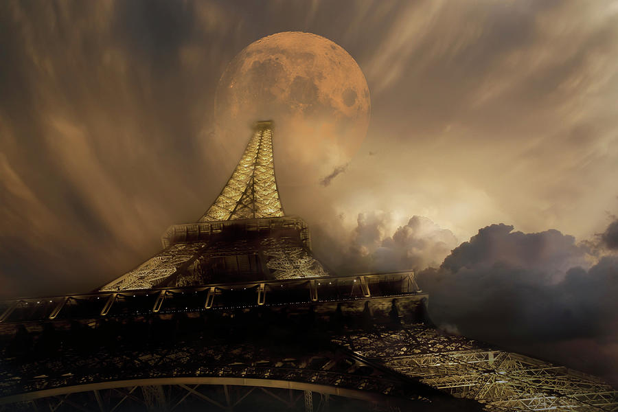Eiffel and the Moon Photograph by Evie Carrier