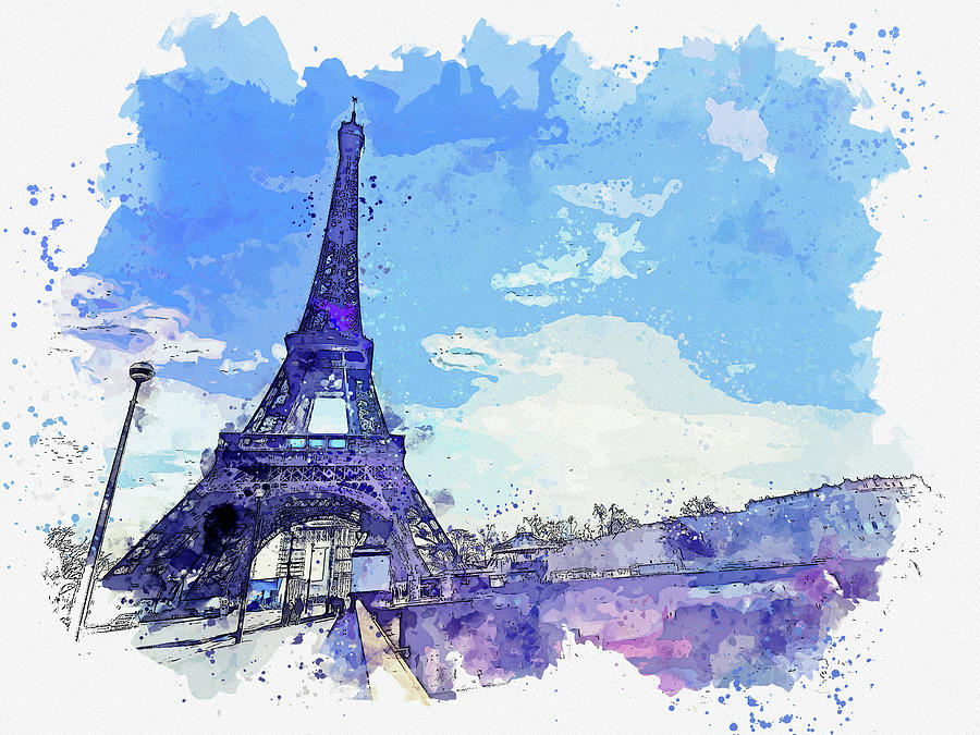 Eiffel Paris -  Watercolor Ca 2020 By Ahmet Asar Painting