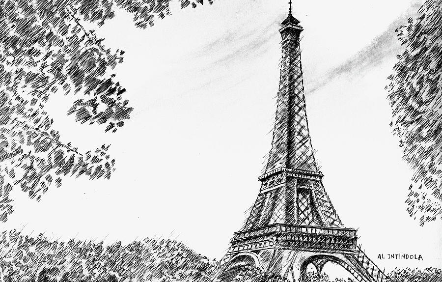 Eiffel Tower Drawing by Al Intindola