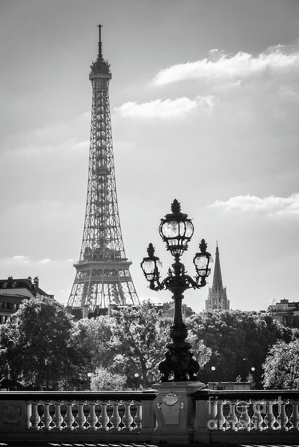 Paris Photograph - Eiffel tower and bridge Alexandre III by Delphimages Paris Photography