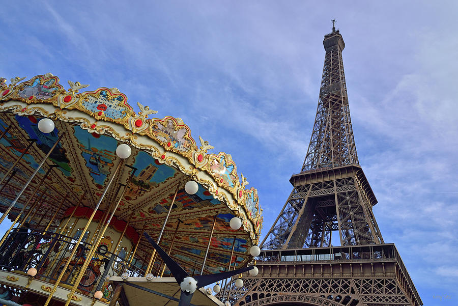 Eiffel Tower and Carousel Photograph by Kathy Yates