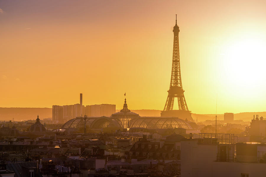 Eiffel Tower and Grand Palais at Sunset Photograph by Serge Ramelli