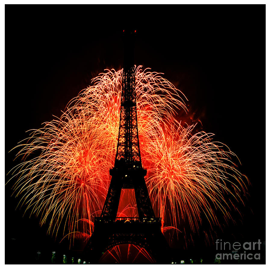 Eiffel Tower and the fire works. Photograph by Cyril Jayant