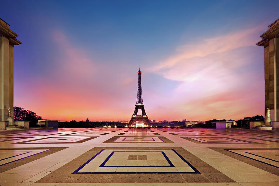 Paris Photograph - Eiffel Tower at Dawn from Trodadero - Paris by Barry O Carroll