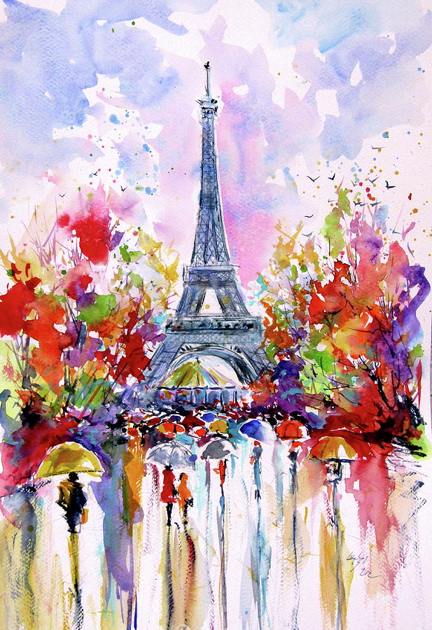 Eiffel Tower at fall Painting by Kovacs Anna Brigitta