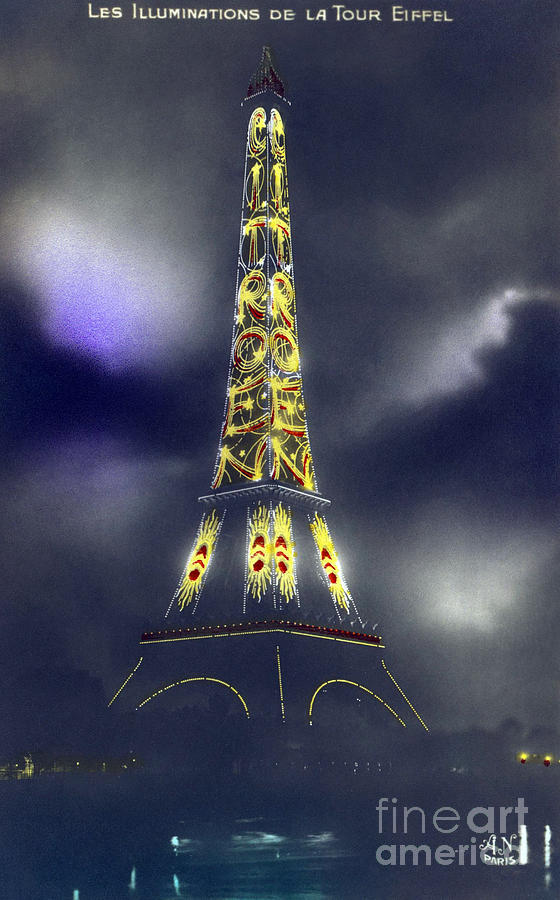 EIFFEL TOWER AT NIGHT, c1925 Photograph by Granger