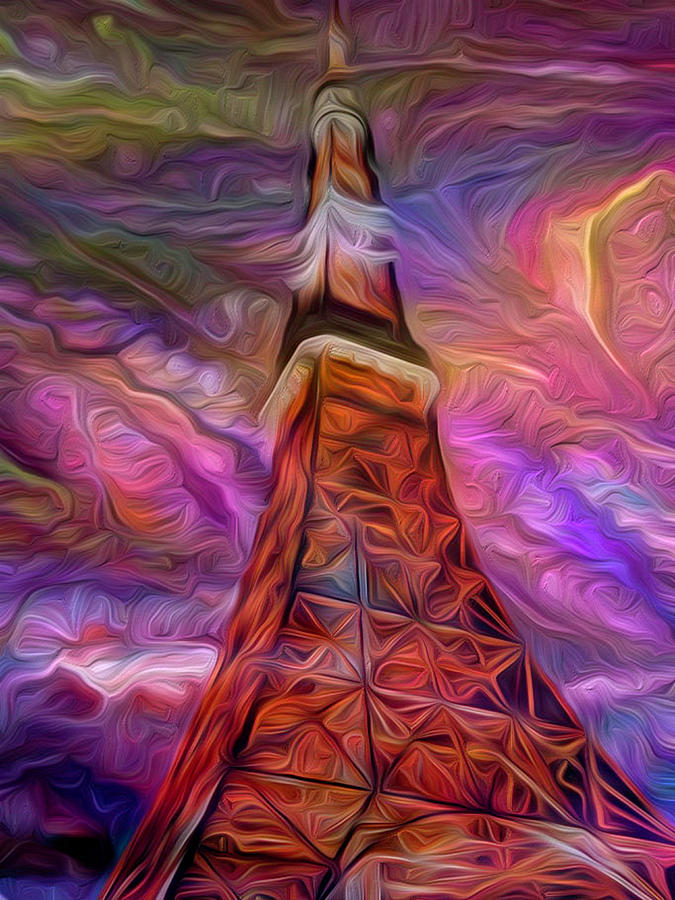 Eiffel Tower At Night Digital Art by Mary Poliquin - Policain Creations