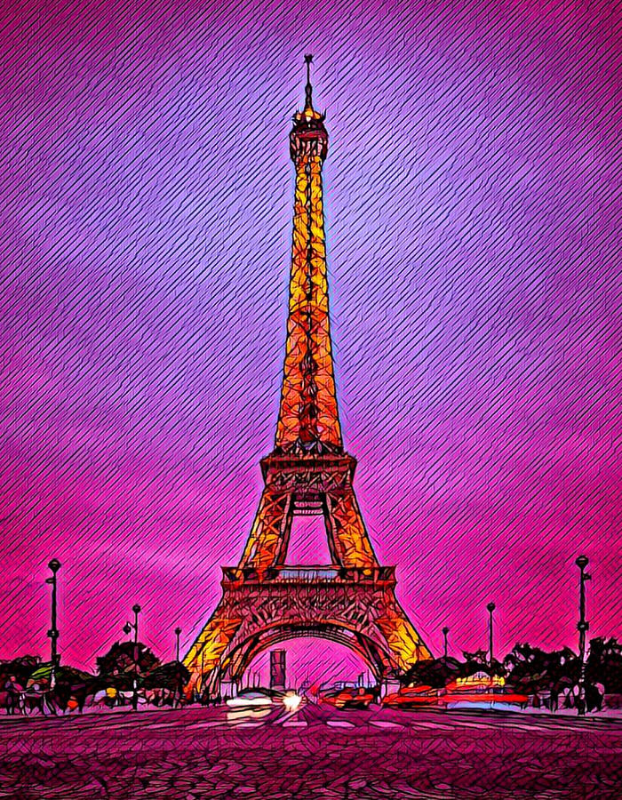 Eiffel Tower at Night Digital Art by Poindexter Designs - Fine Art America