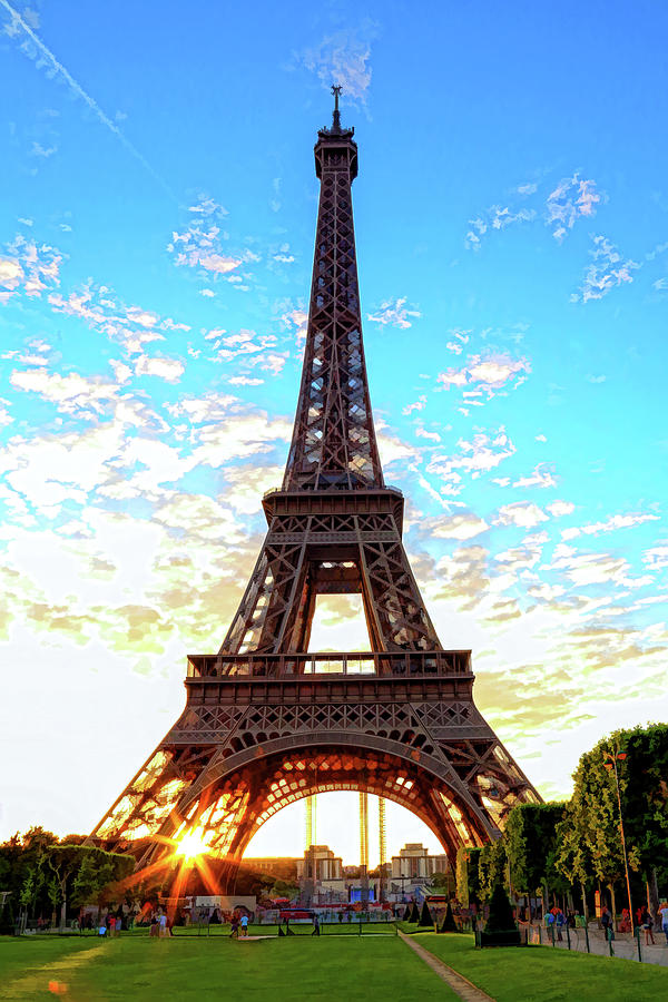 Eiffel Tower at Sunset-Digital Art Photograph by Steve Templeton