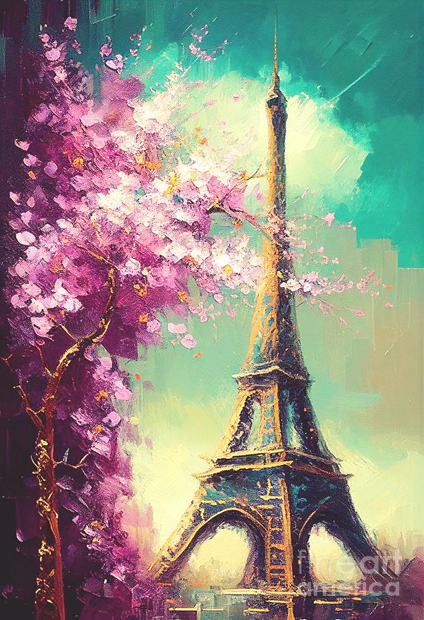 Eiffel Tower Mixed Media by Binka Kirova