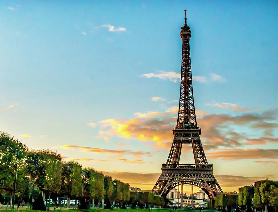 Eiffel Tower - Evening High Contrast Photograph by John Paul Cullen