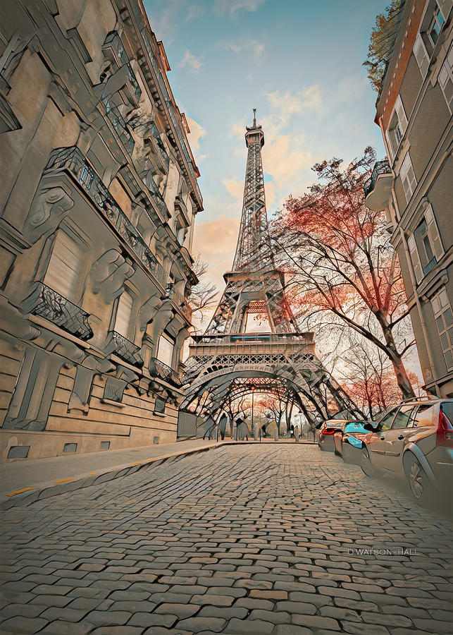 Eiffel Tower From Rue De Luniversitie, Paris Digital Art
