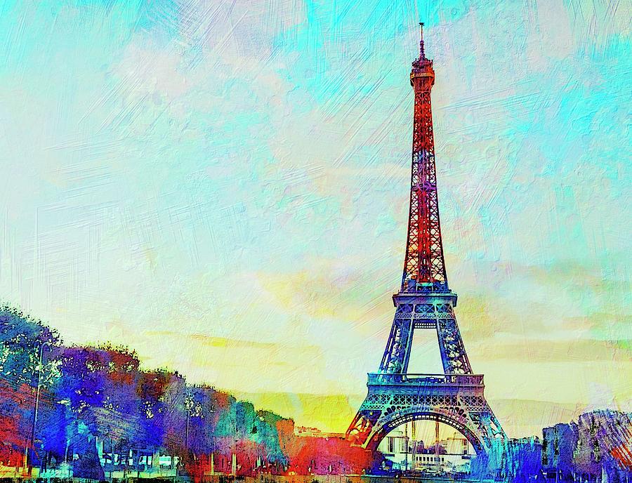 Eiffel Tower - Gesso Prepared Board Effect Photograph by John Paul Cullen