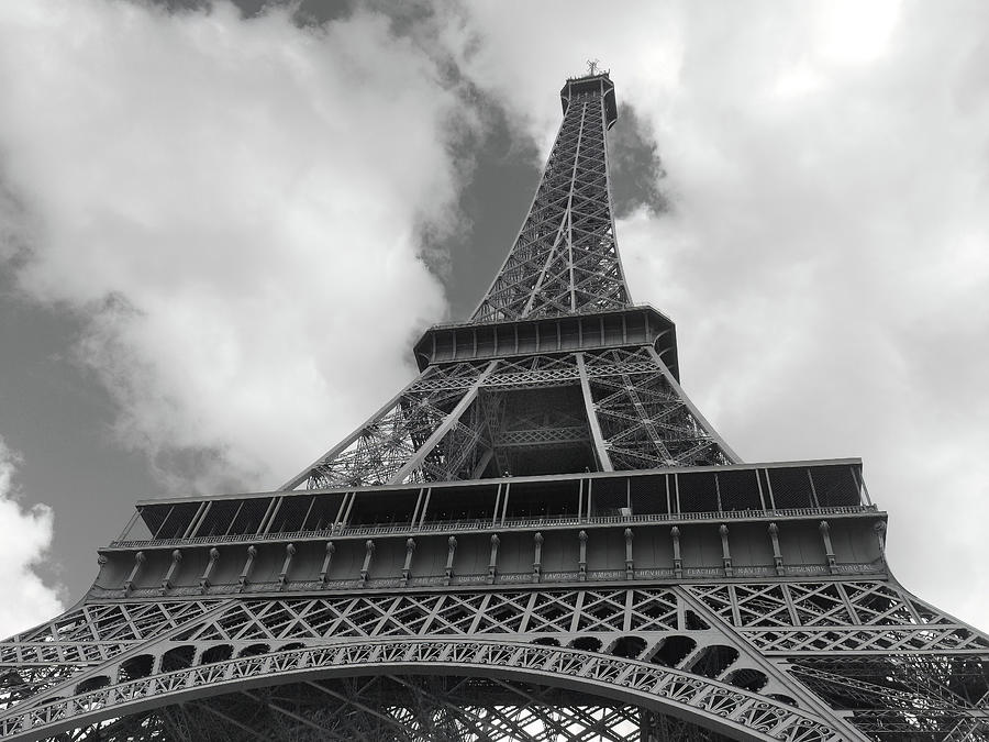 Eiffel Tower headon and headup in black and white Photograph by David ...