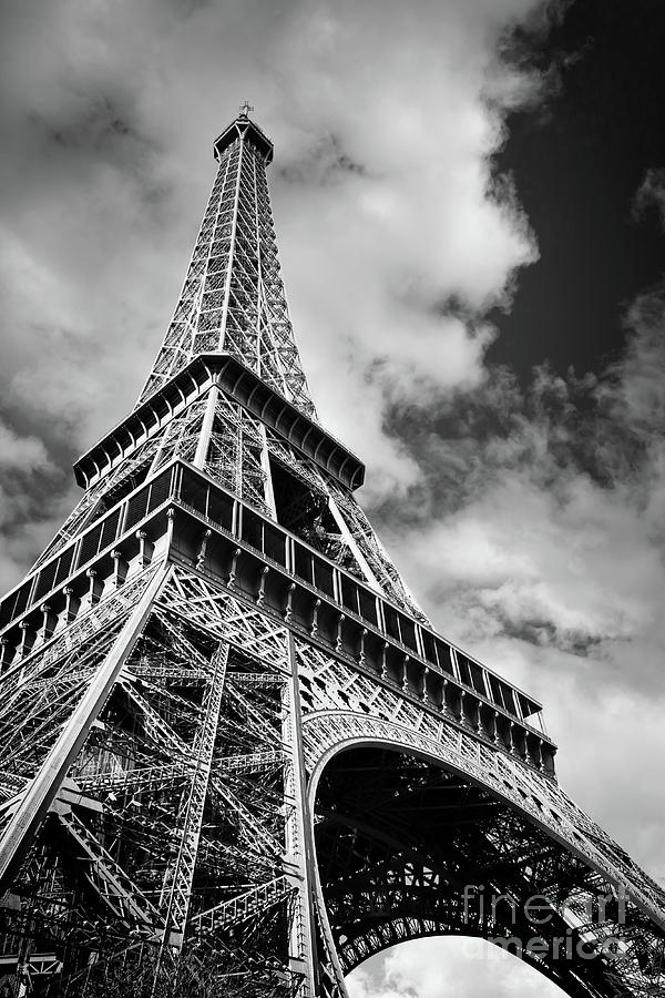 Paris Photograph - Eiffel tower in black and white by Delphimages Paris Photography