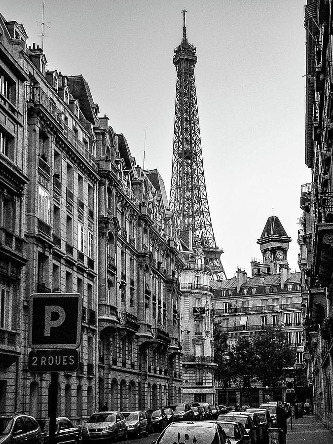 Eiffel Tower in Black And White Photograph by Jim Feldman