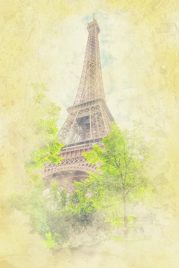 Eiffel Tower In Paris Mixed Media