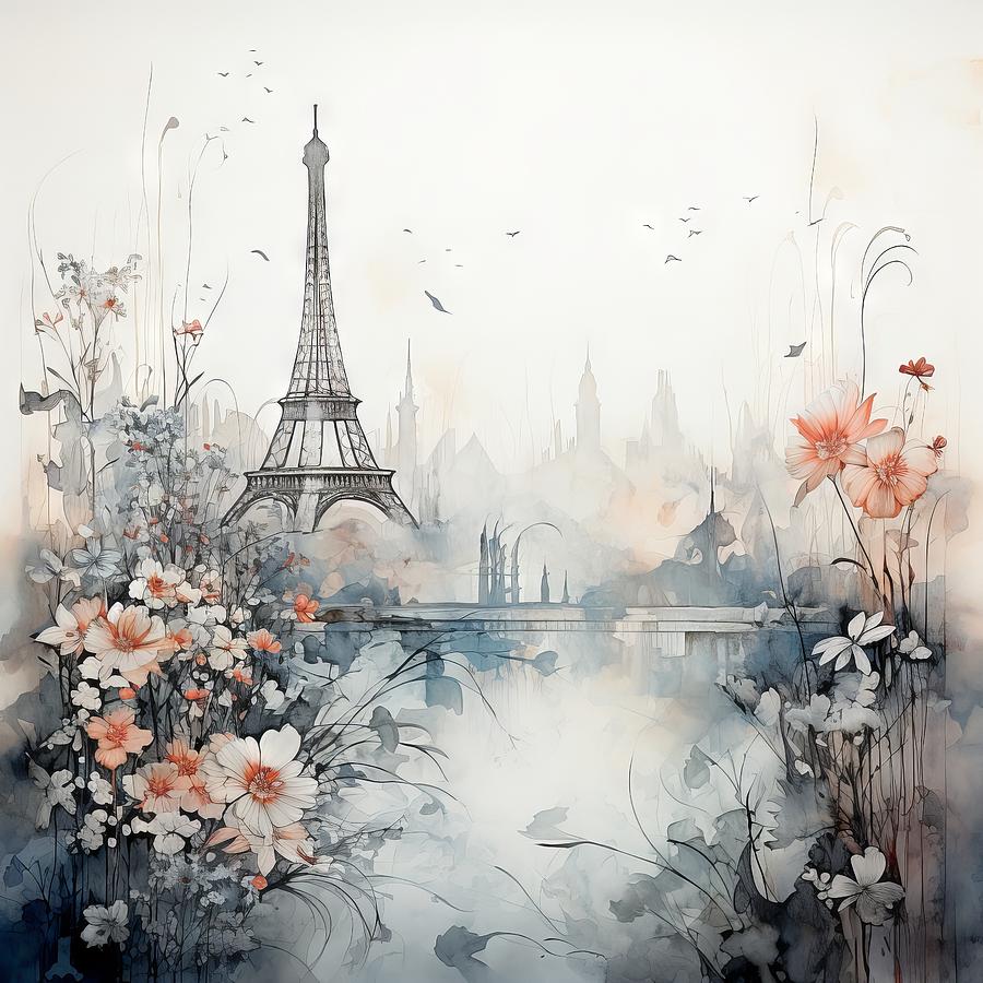 Eiffel Tower in springtime Digital Art by Karen Foley