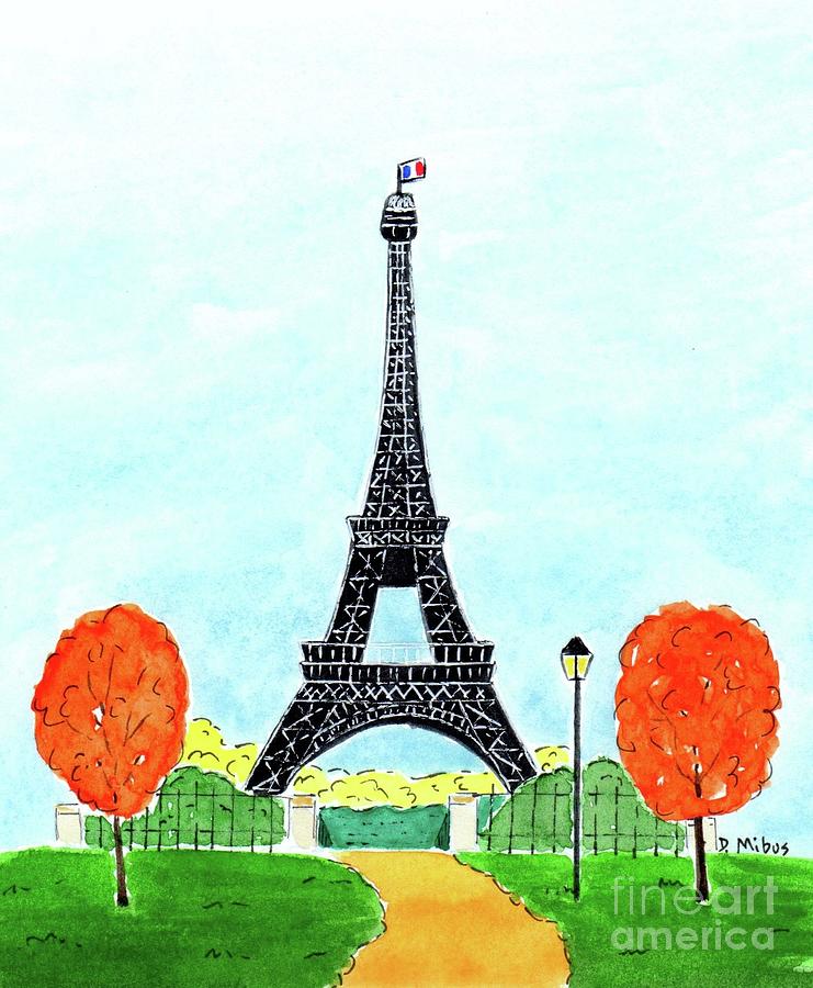 Eiffel Tower in the Fall Painting by Donna Mibus
