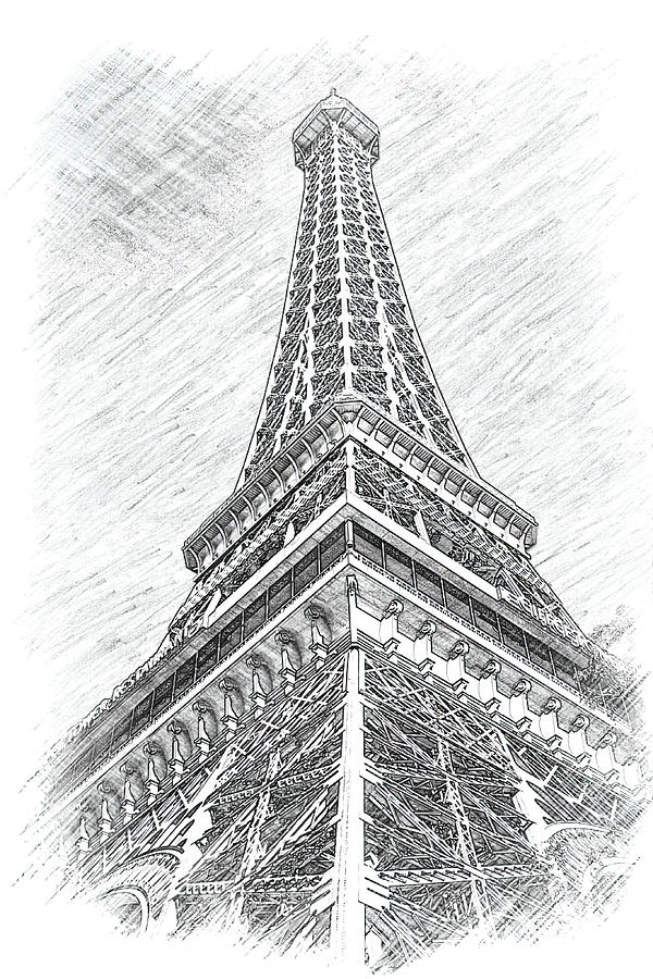 Eiffel Tower Las Vegas sketch Digital Art by Tatiana Travelways