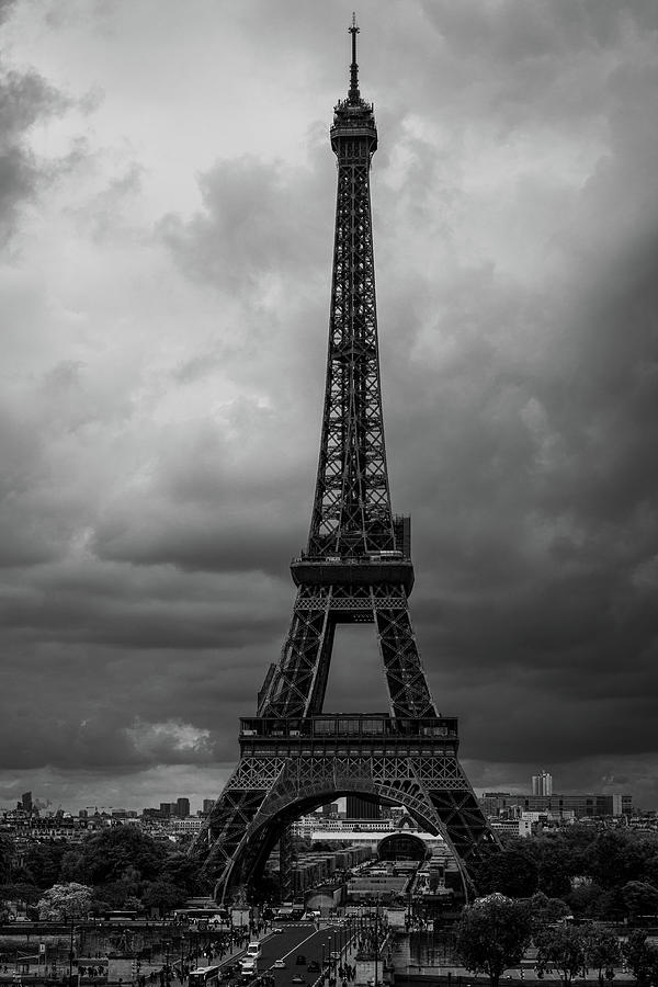 Eiffel Tower Monochrome Photograph by James L Bartlett