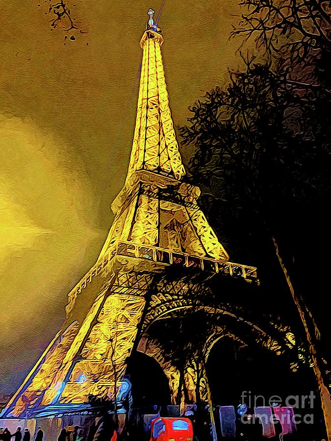 Eiffel Tower Paris France Digital Artwork in Gold Digital Art by ...