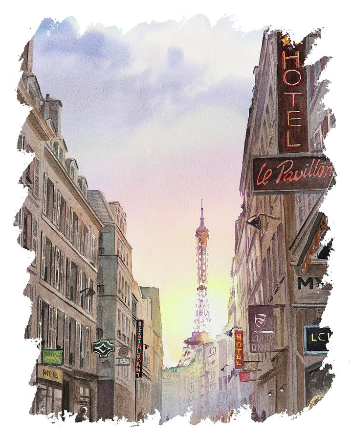 Eiffel Tower Paris France With Free Impulsive Brush Strokes Art  Painting by Irina Sztukowski