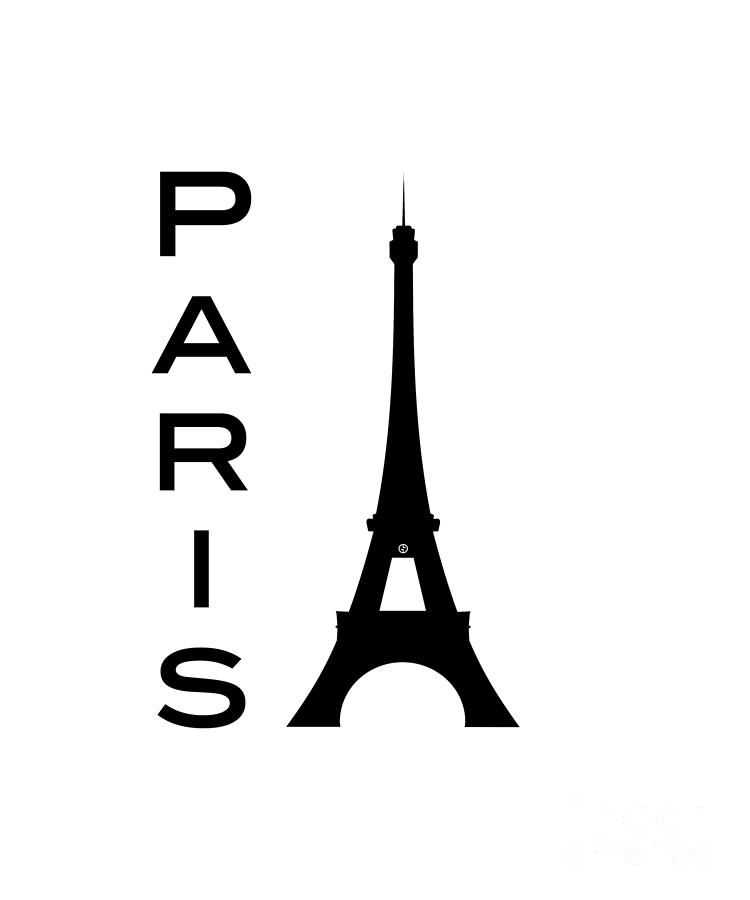 Eiffel Tower, Paris, France with Text  Digital Art by Barefoot Bodeez Art