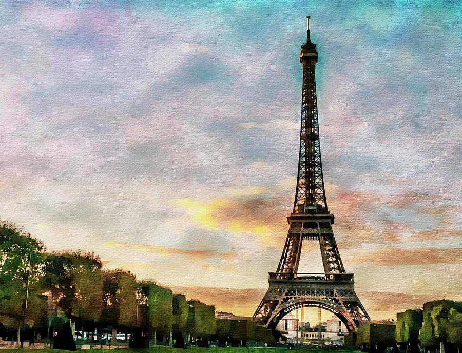 Eiffel Tower - Watercolour Effect Photograph by John Paul Cullen
