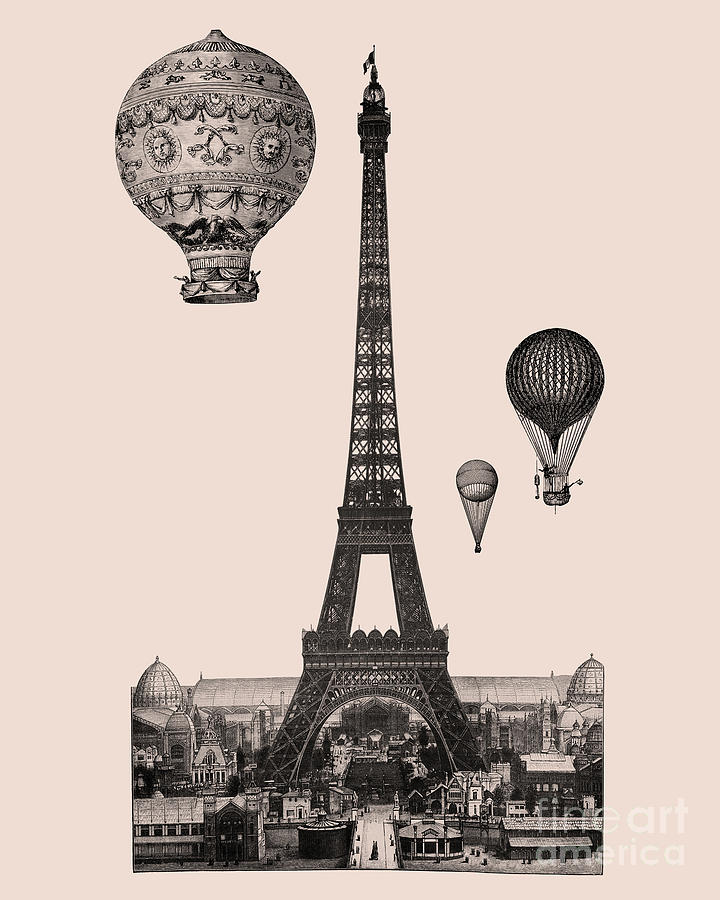 Eiffel Tower Digital Art - Eiffel Tower With Balloons by Madame Memento