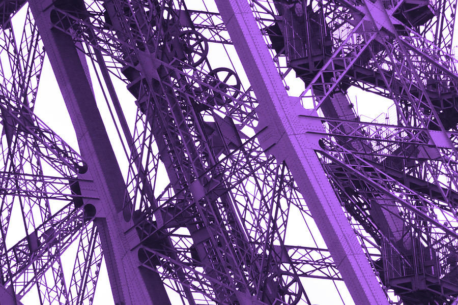 Eiffel Tower Workings - Violet Photograph by Ron Berezuk