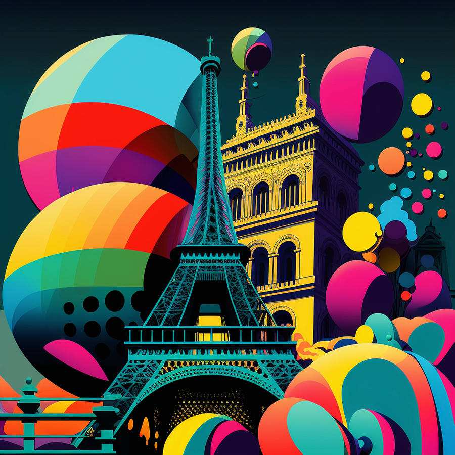 Eiffel with Baloons Digital Art by Bobby Sids - Fine Art America