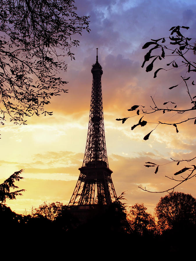 Paris Photograph - Eiffeltower Silhoutte Morning Sky - Paris by Barry O Carroll