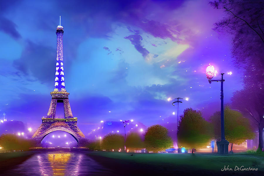 Eiffel Evening Abstract Mixed Media by John DeGaetano