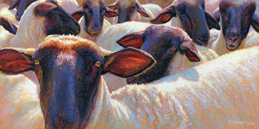 Sheep Pastel - Eight or Nine Sheep by Rita Kirkman