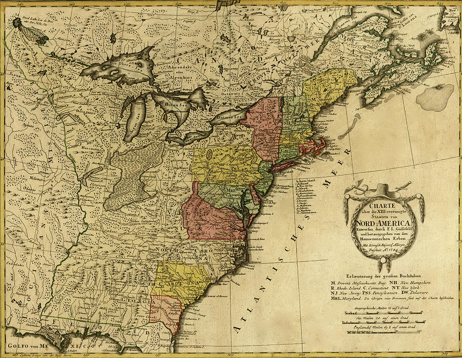 Eighteenth Century Map of the United States 1784 Drawing by Vintage ...