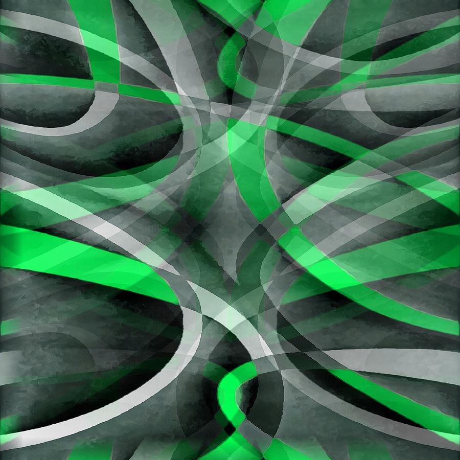 Eighties Chic Succulant Green and Grey Abstract Pattern Digital Art by Taiche Acrylic Art