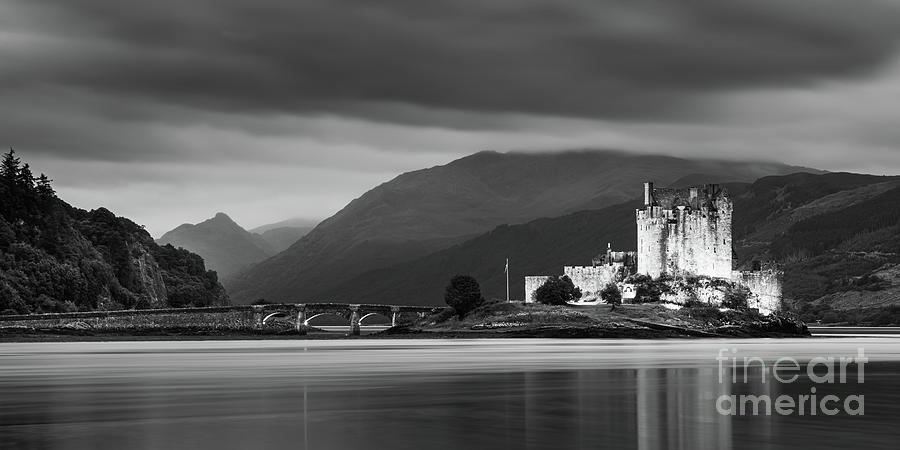 Eilean Donan Castle In Black And White Photograph