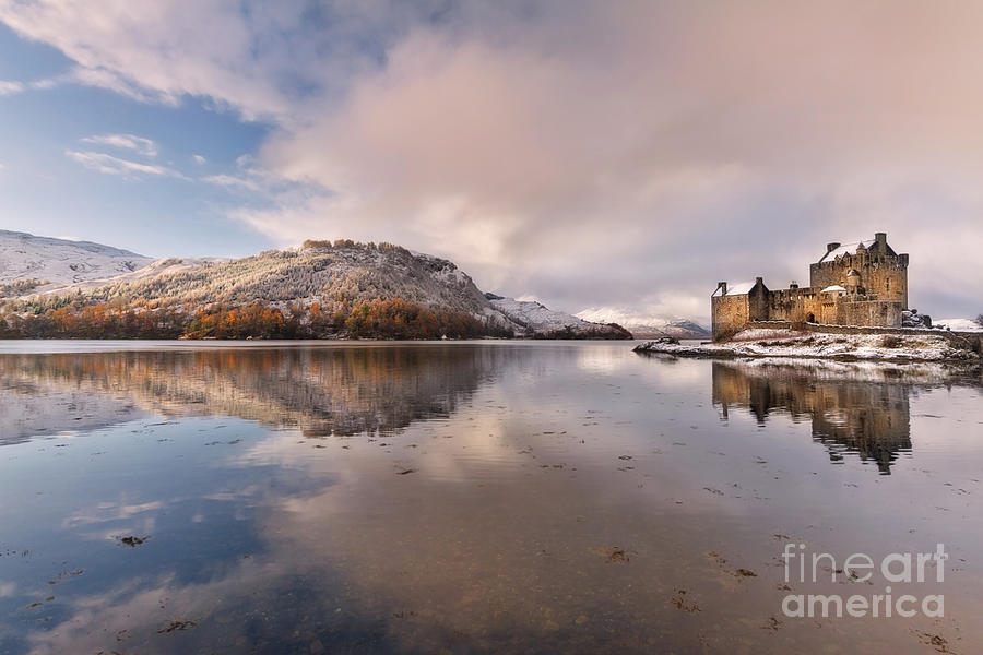 Eilean Donan Castle in Winter, Loch Duich, Dornie, Scotland. Photograph by Barbara Jones PhotosEcosse