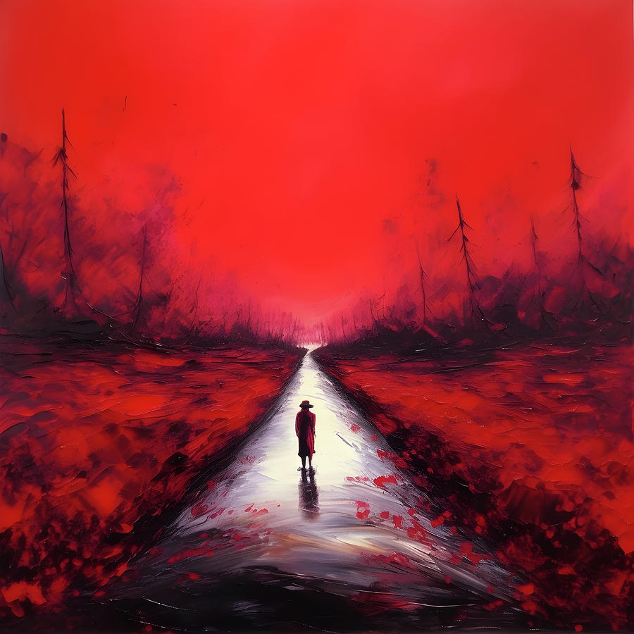Eine lange rote Strasse Digital Art by Kurt Heppke