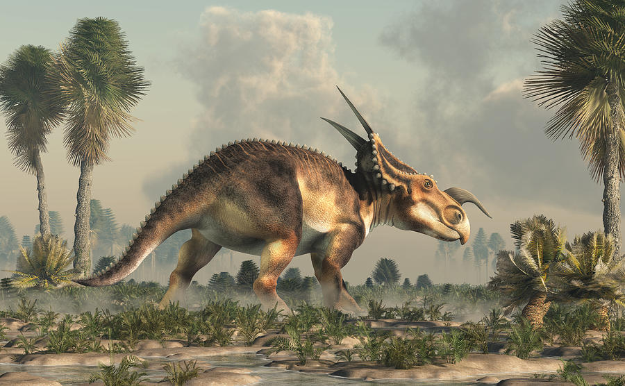 Einiosaurus in a Wetland Digital Art by Daniel Eskridge
