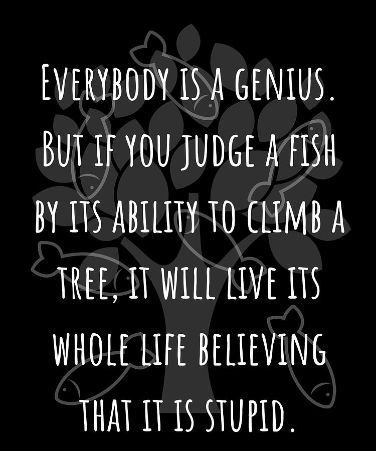 Einstein Fish Quote Poster tumblr Painting by Tim Harvey | Fine Art America