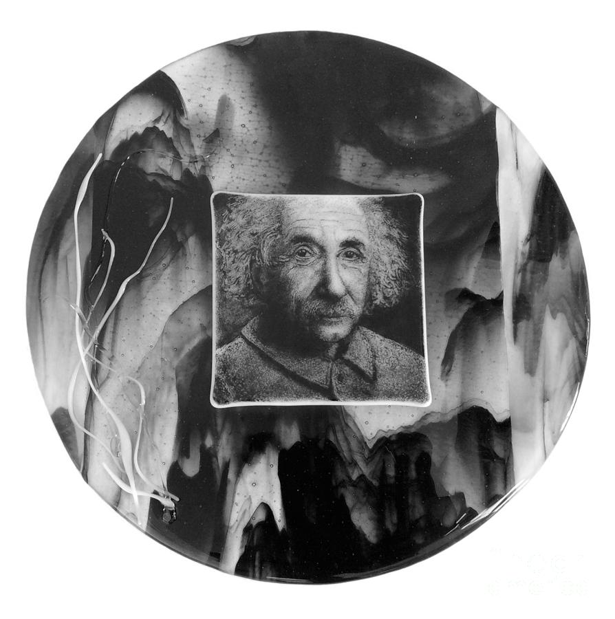Albert Einstein Glass Art - Einstein Fused Glass Powder Portrait by Catherine Randolph Hamilton