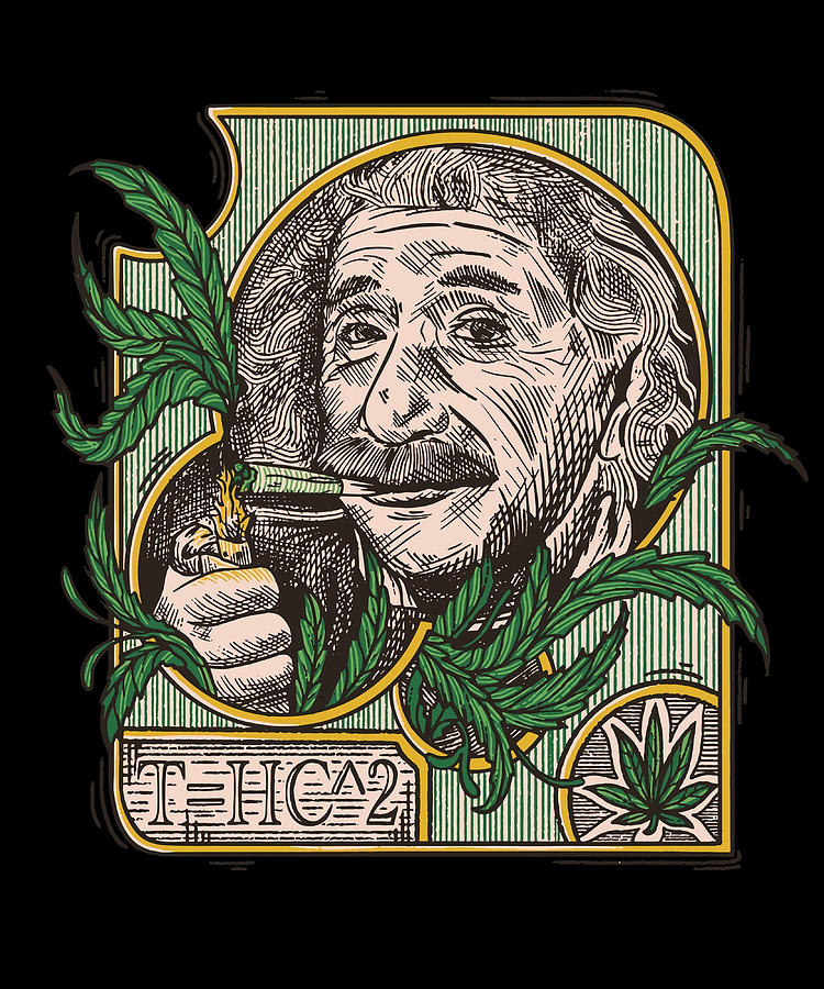 Einstein smoking weed Poster red Painting by Khan Edwards | Fine Art ...