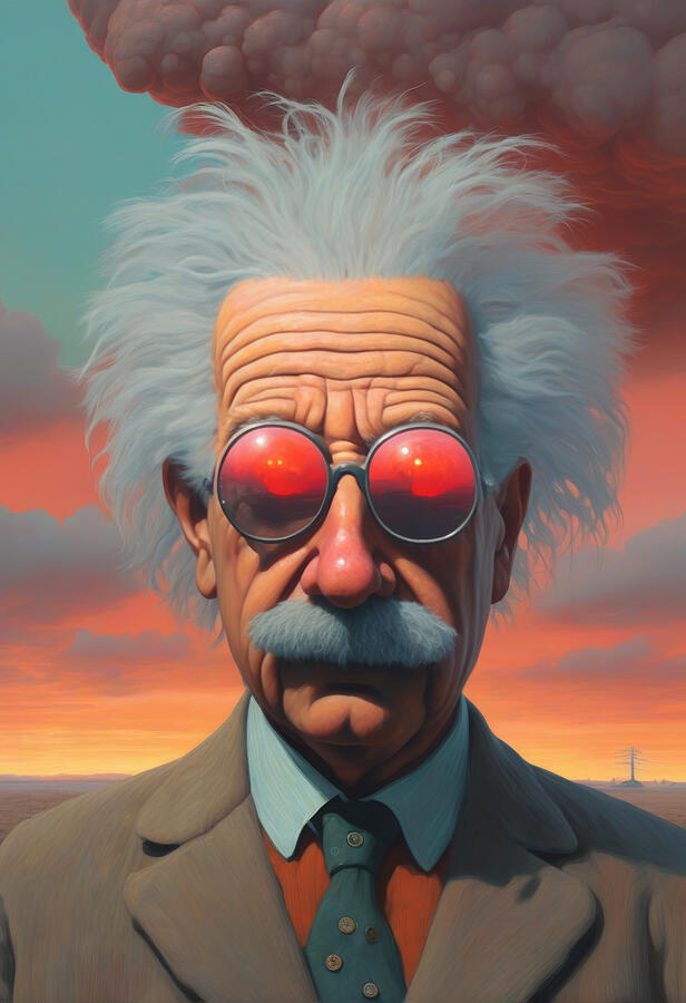 Albert Einstein Painting - Einsteins View of the Future by My Head Cinema