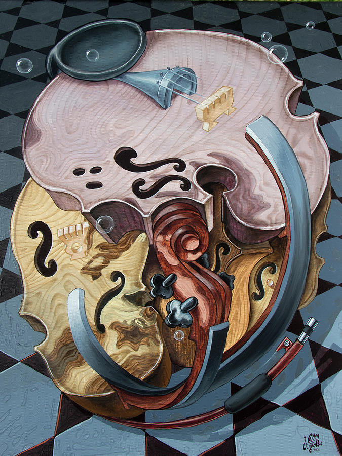 Einsteins Violin.Op#3003. Painting by Victor Molev