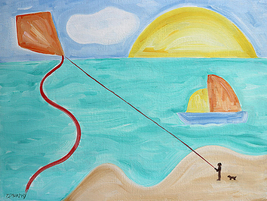 Sports Painting - Flying A Kite by Patrick J Murphy