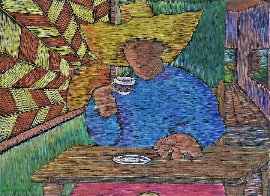 El cafecito Painting by Oscar Ortiz