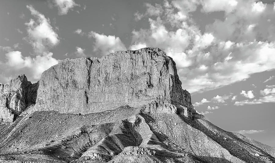 El Capitan in West Texas Black and White Photograph by JC Findley